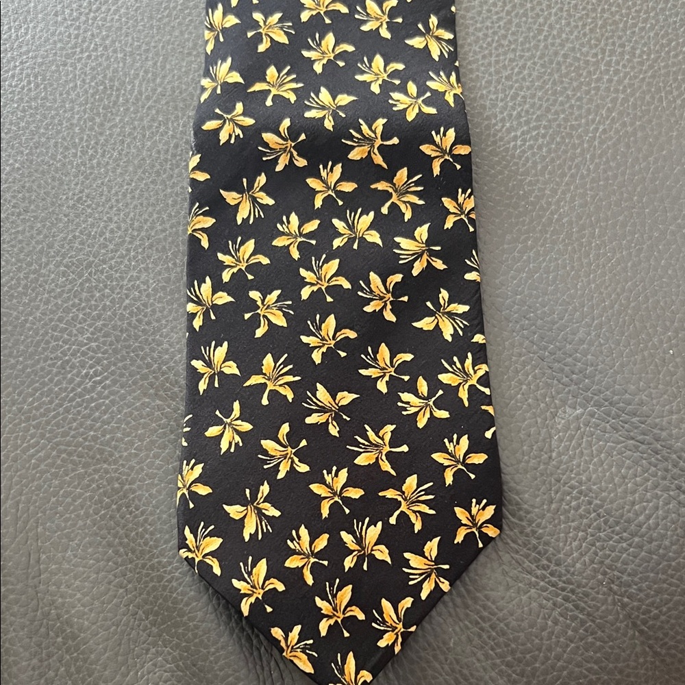 J. Garcia Black and Gold Floral Tie